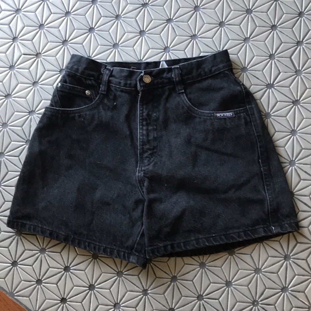 Vintage black Rockies high waist denim shorts cheeky XS S